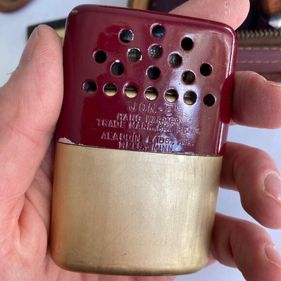 Vintage JC Higgins Leather Travel Shaving Toiletry Kit Aladdin Jon-E Hand Warmer - Picture 7 of 14
